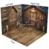 Aperturee - Aperturee Brown Retro Wooden Fishing Cabin Room Set Backdrop